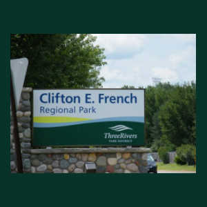 Clifton E. French Regional Park sign at the entrance of the park