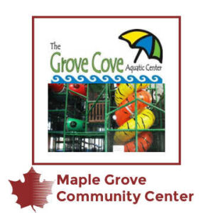 Logos for Grove Cove Aquatic Center & Maple Maze Indoor Playground, Maple Grove Community Center, Maple Grove, Minnesota