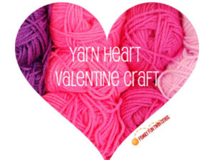 Yarn Heart Valentine Craft - Family Fun Twin Cities - Background pink and purple yarn
