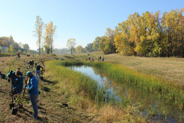 Volunteers planting along Trout Brook Nature Center - Image courtesy of Saint Paul Natural Resources.
