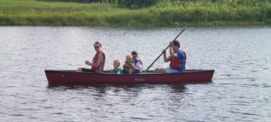 Family Canoeing at Lakeside Commons Park in Blaine, Minnesota