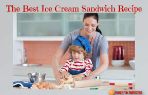 Mother and son making cookies for ice cream sandwich recipe: "The Best Ice Cream Sandwich Recipe"