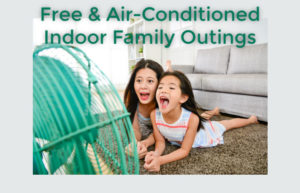 Free & Air-Conditioned Indoor Family Outings - Mom & Daughter enjoying the breeze of a fan