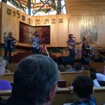 The Okee Dokee Brothers and band playing a concert at Beth El Snogogue in St. Louis Park Minnesota in October of 2015