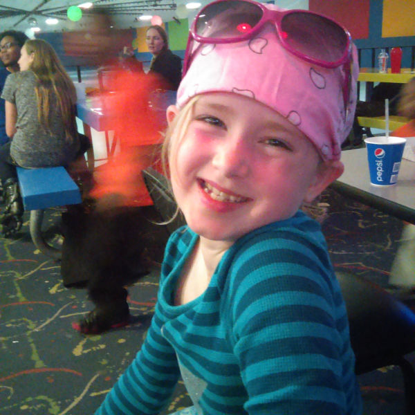 Girl celebrating her birthday at Cheapskate Roller Rink in Coon Rapids, Minnesota