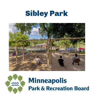 Kids on swings at Sibley Park in Minneapolis