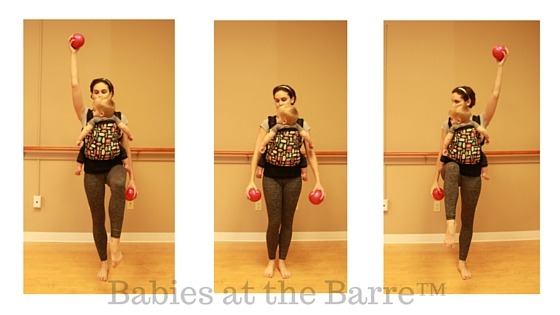 Tori Levine, barre exercises with baby