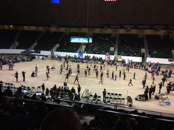 Half-time hula hooping at a Minnesota Roller Derby match.
