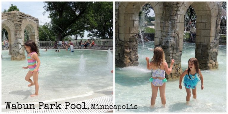 Kids playing in Wabun Park Pool, Minnehaha Regional Park, Minneapolis, MN