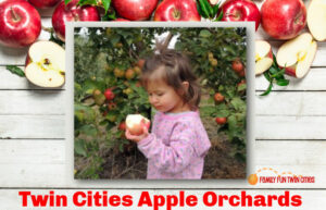 Girl eating apple picked from a tree: "Twin Cities Apple Orchards - Family Fun Twin Cities"