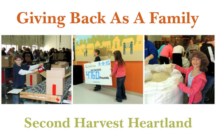 Collage of kids packing at Second Harvest Heartland