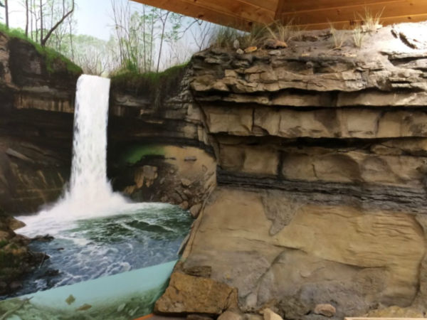 Waterfall Interpretive Exhibit at Fort Snelling State Park Visitor Center, Saint Paul, Minnesota
