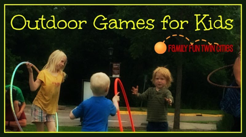 Kids playing with hula hoops outdoors: "Outdoor Games for Kids"