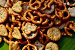 pretzels and crackers for road trip