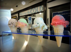 Four flavors of ice cream cones from Cold Front in St. Paul, Minnesota