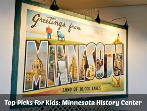 Giant Minnesota Post Card displayed at the Minnesota History Center in Saint Paul.