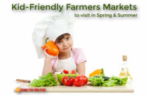 Girl cooking with vegetables from the farmers market: "Kid-Friendly Farmers Markets to Visit in Spring & Summer"