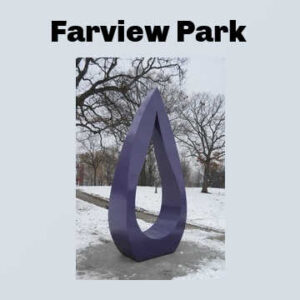 Purple Raindrop sculpture at Farview Park