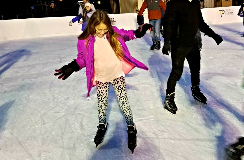 Winter at Ruth Circle Park includes a city-maintained ice rink
