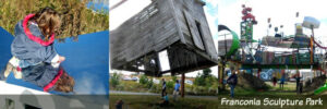 Collage of family fun at Franconia Sculpture Park