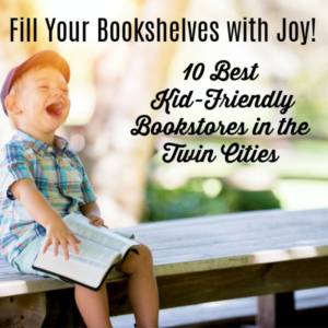 Boy laughing while reading a book - "Fill Your Bookshelves with Joy! 10 Best Kid-Friendly Bookstores in the Twin Cities"