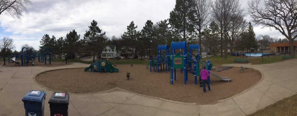 Playground and tot lot at Audubon Park in Minneapolis Minnesota