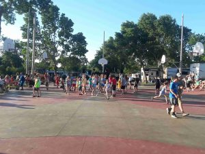 basketball court filled with children