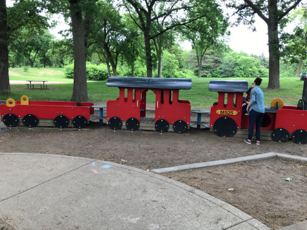 Train Playground at Kenwood Park in Minneapolis, MN