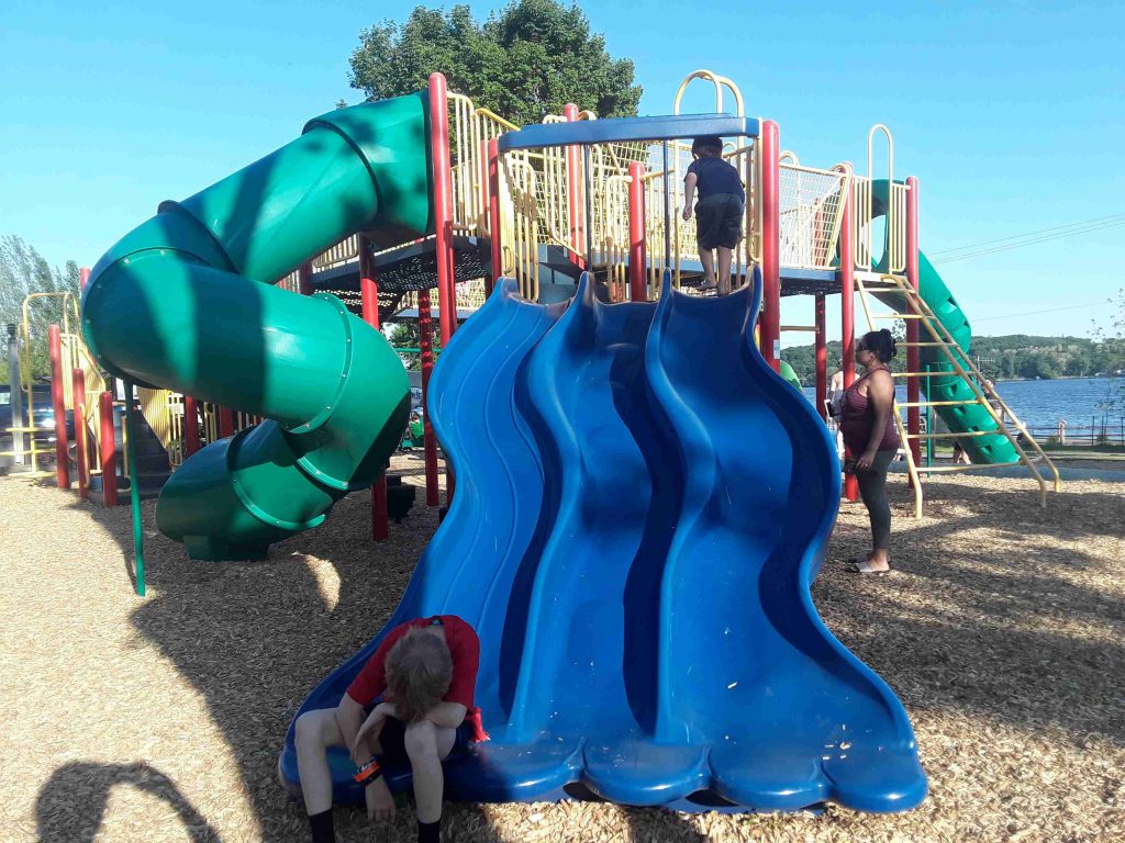 blue playground equipment