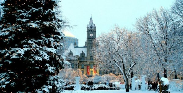 Winter exterior of the Landmark Center in St. Paul, Minnesota