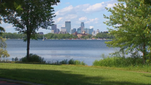 View of Downtown Minneapolis from bike trails