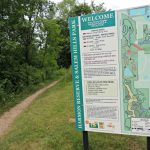 Map signage on the mountain bike trails at Harmon Park Reserve in Inver Grove Heights, Minnesota