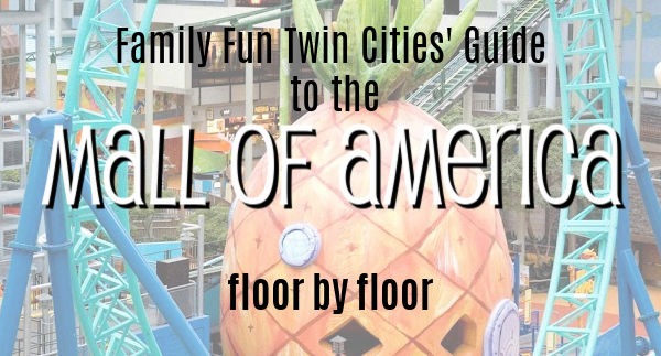 Family fun Twin Cities' Guide to the Mall of America - floor by floor - Title backdrop Pineapple Poppers ride at Nickelodeon Universe in the Mall of America, Bloomington, Minnesota