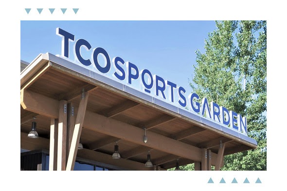 TCO Sports Garden sign on the front of the new sports complex.