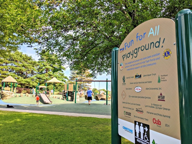 Fun For All Playground Sign in Lions Park, Shakopee, Minnesota