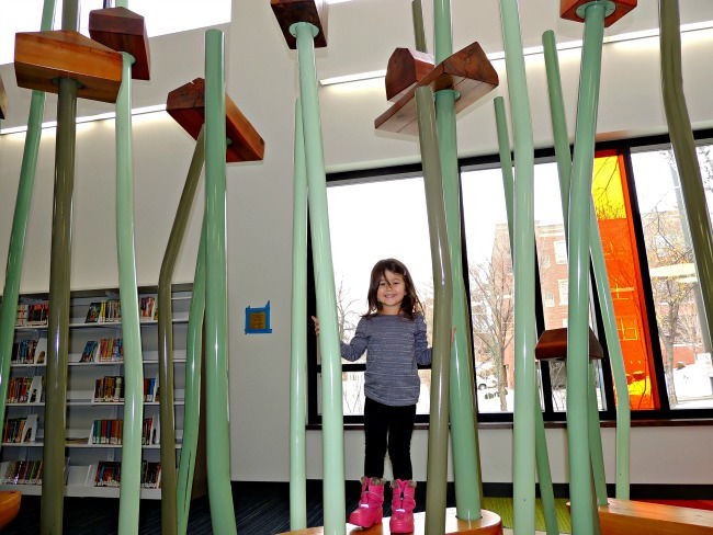 Girl playing at Highland Library in Saint Paul, Minnesota