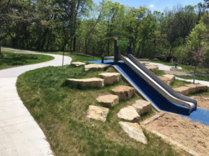Slide at the new "nature playground" at Bassett's Creek Park in Minneapolis