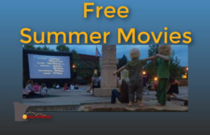 Children watching movie at Nicollet Commons Park in Burnsville Minnesota: "Free Summer Movies"