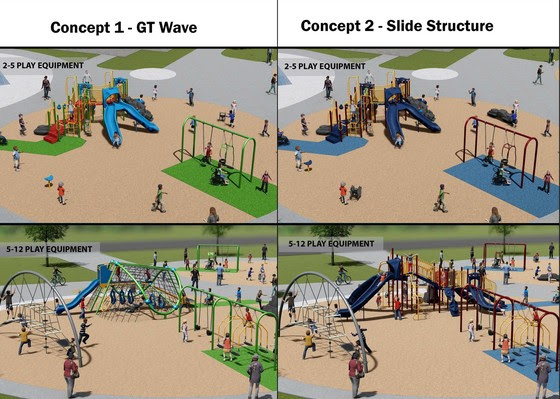 Concept designs for new playground at Pearl Park in Minneapolis Minnesota