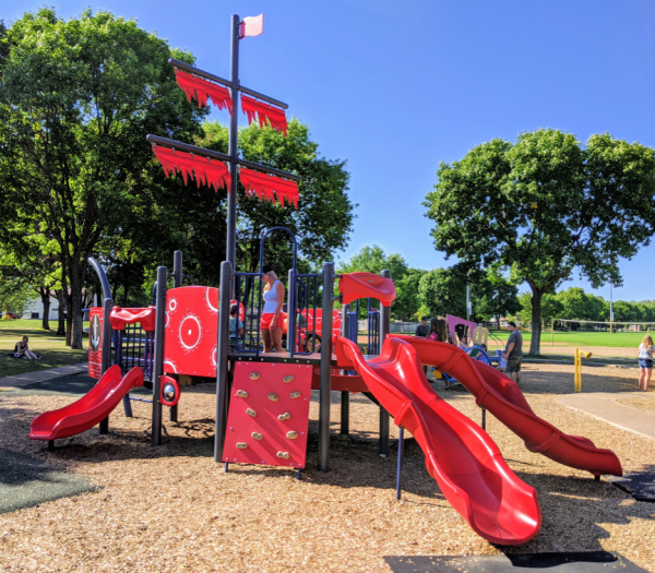 Pirate-themed toddler playground at Andrews Park in Champlin Minnesota
