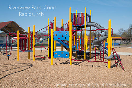 Playground at Riverview Park in Coon Rapids, Minnesota