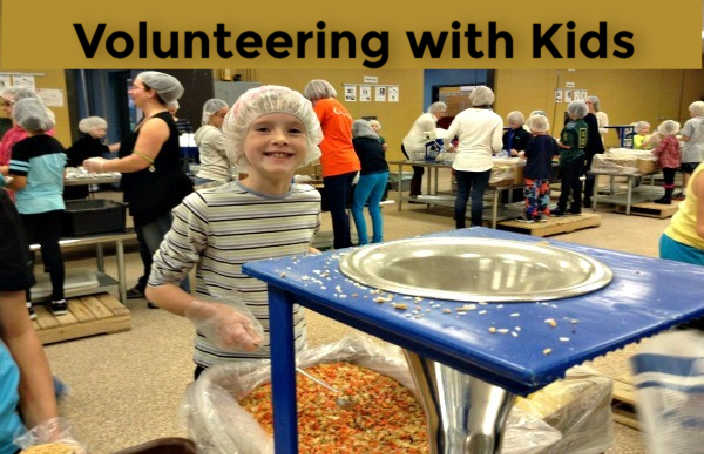 Volunteering with Kids - Girl working at a packing station at Feed My Starving Children in Minnesota