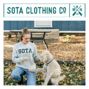 sota clothing with puppy