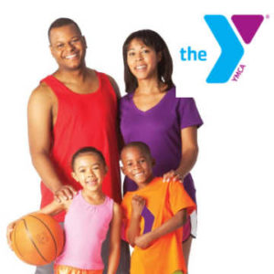 YMCA family with a basketball
