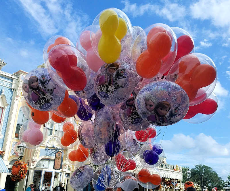 Balloons featuring Elsa & Anna of Frozen and Mickey Mouse Ears at Disneyland
