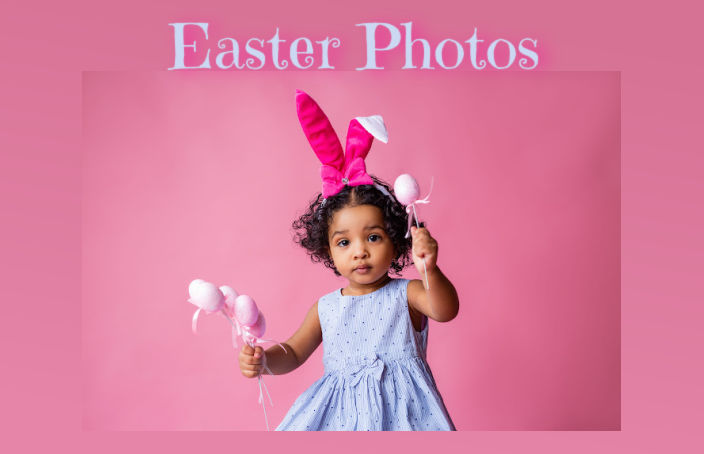 Little girl dressed as a cute rabbit: "Easter Photos"