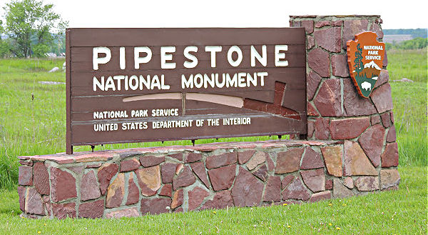 National Park Service Sign at the entrance of Pipestone National Monument in Minnesota