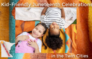 Two girls having fun at a picnic: "Kid-Friendly Juneteenth Celebrations in the Twin Cities"