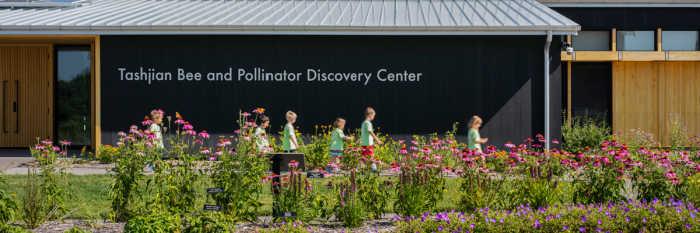 Outside the Pollinator Discovery Center at the Minnesota Landscape Arboretum