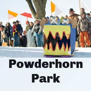 Art Sled Rally participants at Powderhorn Park in Minneapolis, MN